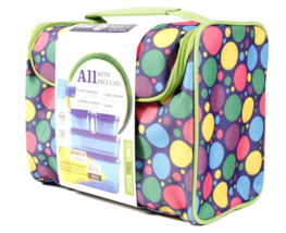 Lunch Box Kit Litter Free Polka Dots 6 Pcs Zip Top BPA Free Insulated Zi... - $32.34