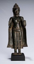 Antik Khmer Stil Bronze Stehend Abhaya Schutz Buddha Statue - 50cm/50.8cm - £400.58 GBP