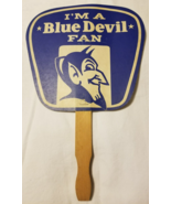 Vintage 70s DUKE UNIVERSITY Blue Devils Paper Wooden Handle HAND FAN Bas... - £25.68 GBP