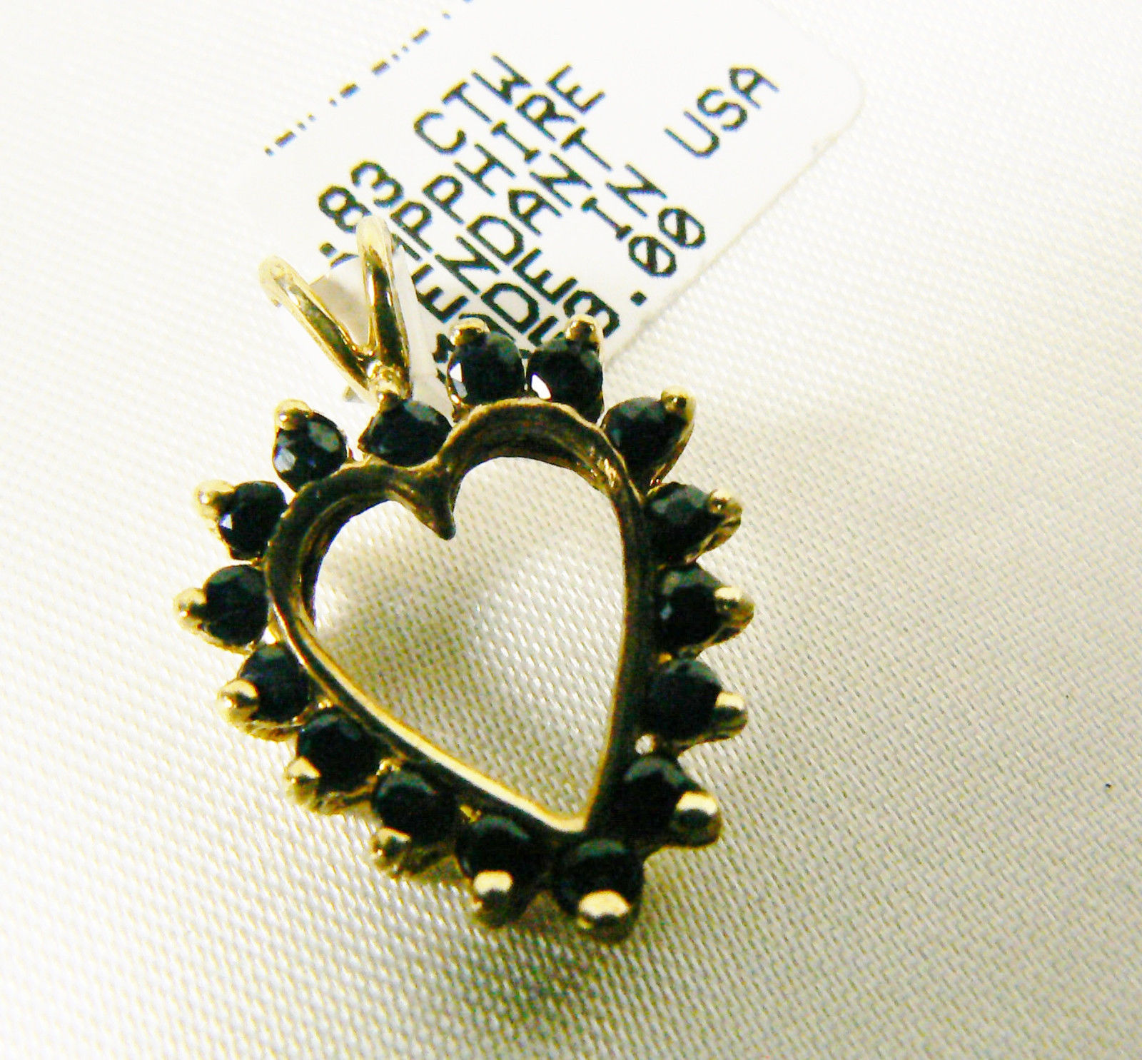 .83 ctw genuine Sapphire 10k yellow gold Heart Pendant $259 free shipping NWB - $133.85