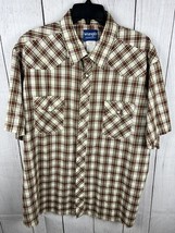 Vintage Wrangler Pearl Snap Western Men&#39;s 2XL Short Sleeve Button Down Up Shirt - £14.66 GBP