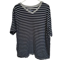 Faded Glory Mens 2 XL Shirt Striped V-Neck Navy Gray Short Sleeve Summer... - $10.88