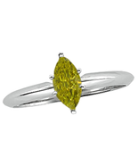 Marquise Diamond Ring 14k White 2.55 Ct (Yellow SI2(Enhanced)) - £6,381.25 GBP