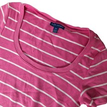 Ralph Lauren Women&#39;s Blouse Top Size Medium Pink White Striped Short Sleeve - £23.68 GBP