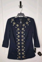 Womens Doncaster Collection Navy Blue 3/4 Sleeve Size 10 Blazer Zip Up J... - $56.10