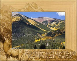 Rocky Mountain National Park with Elk Laser Engraved Wood Picture Frame (8 x 10) - £42.35 GBP
