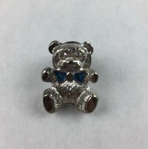 Vintage Teddy Bear w/ Blue Bowtie Pin Brooch 1/2&quot; x 3/4&quot;  - £11.21 GBP