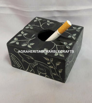 Black Hand Carved Elephant Art Smoking Ashtray Gift For Men Hallway Decor H4314 - £35.64 GBP