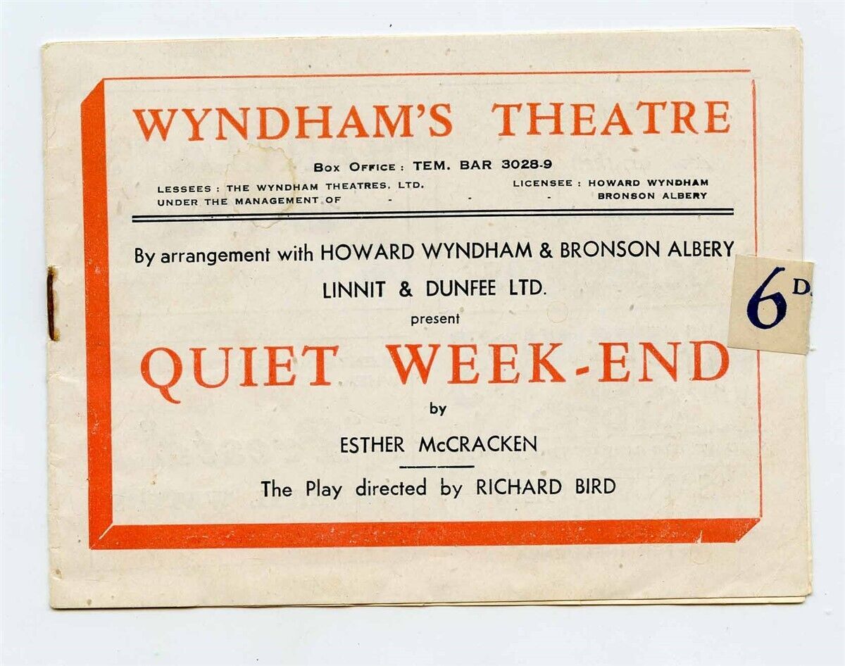 Primary image for Quiet Weekend Program Wyndham's Theatre London England 1940's