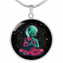 Express Your Love Gifts Consciousness Alien Circle Pendant UFO Alien Fan Necklac - £43.75 GBP