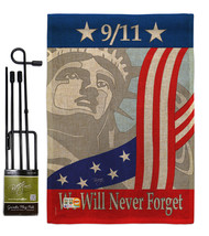 September 11th Burlap - Impressions Decorative Metal Garden Pole Flag Set GS1110 - £27.16 GBP