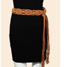 Boho Pattern Braided Belt Brown - $17.82