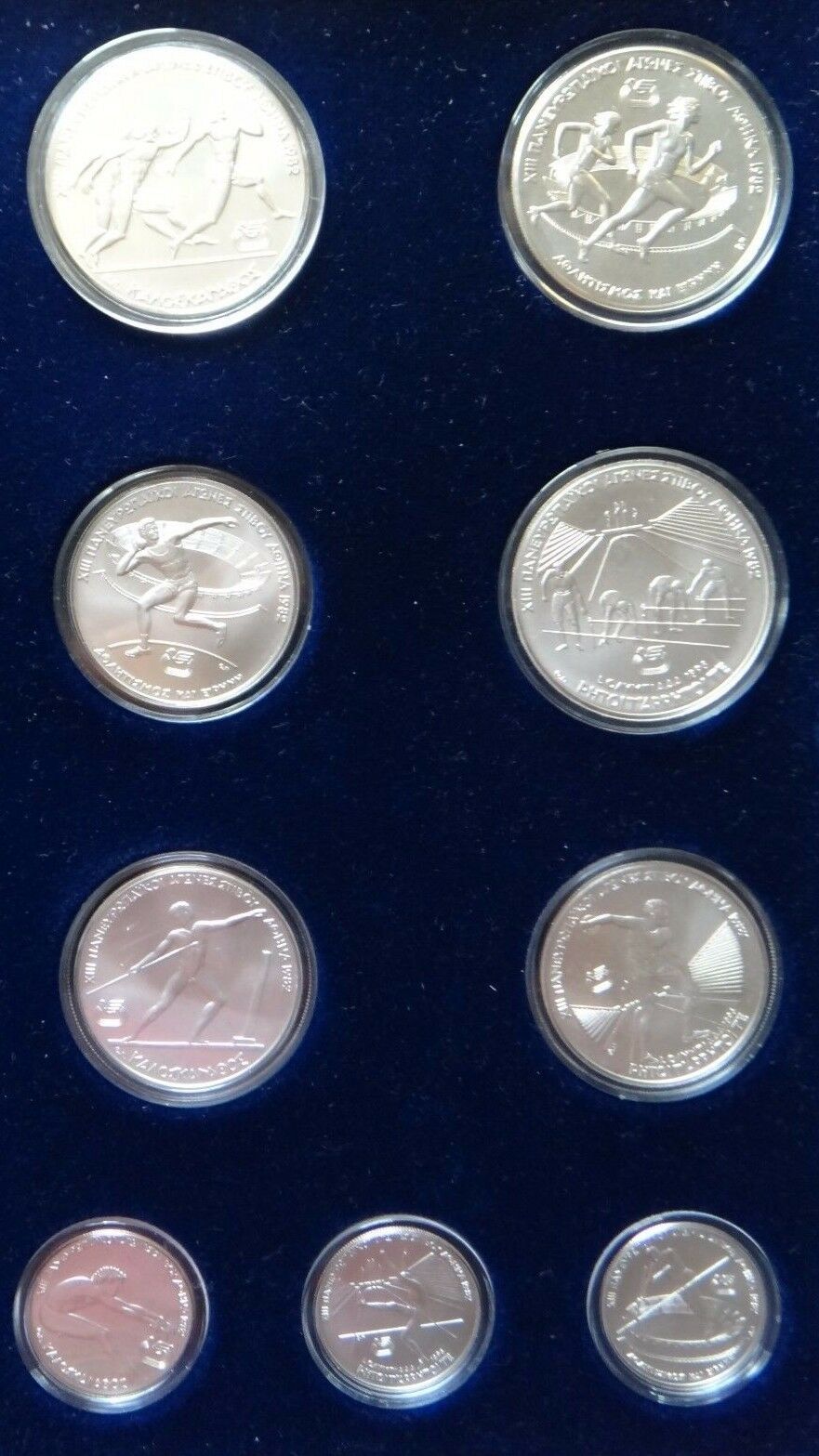 Grecia 9 Set Moneda Plata 1982 Juegos Olímpicos UNC Mint Rare Nr - £249.67 GBP