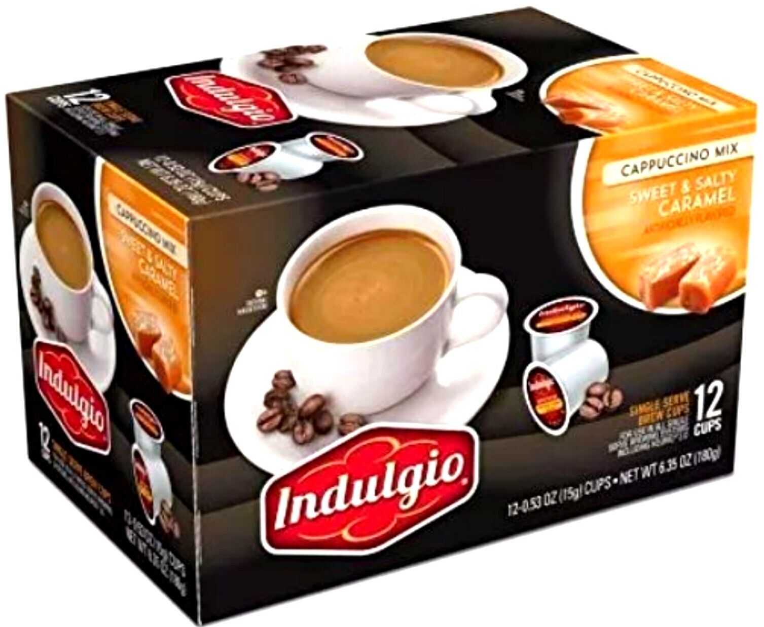 12 Indulgio SWEET &amp; SALTY CARAMEL Cappuccino K-Cup Coffee Pods Keurig-1 ... - $8.97