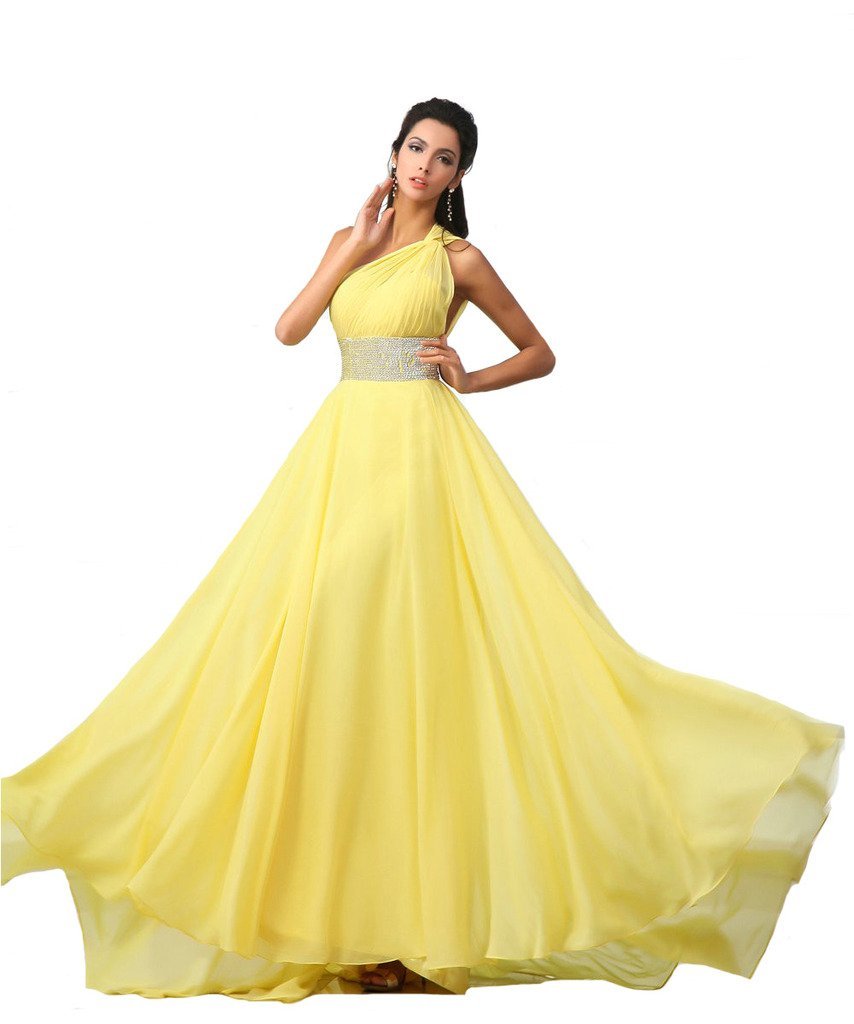 Kivary Women's Backless A Line Crystals Evening Prom Bridesmaid Dresses Yellow U