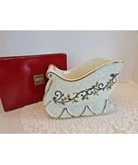 MIKASA FINE PORCELAIN HOLLY SLEIGH CENTERPIECE 8&quot;W  MINT IN BOX - $9.85
