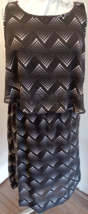 Robert Louis Zig Zag Dress Sleeveless Top Tiered Swirls New Black &amp; White Size M - £18.94 GBP
