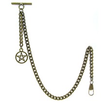 Albert Chain Bronze Color Pocket Watch Chain for Men with Star Fob T Bar... - $12.50+