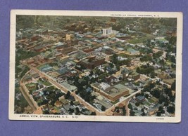 Vintage 1940 Linen Aerial Air View Postcard Downtown Spartanburg SC Buil... - $5.49
