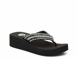 Yellow Box Women&#39;s Valence Sparkle Wedge Thong Sandal Flip Flop NEW Retail $60 - £39.58 GBP