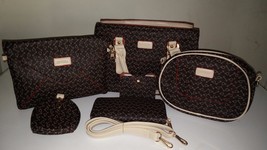 6 pieces Elegant Fashion Women handbag Fish Bone pattern handbags set - $84.11