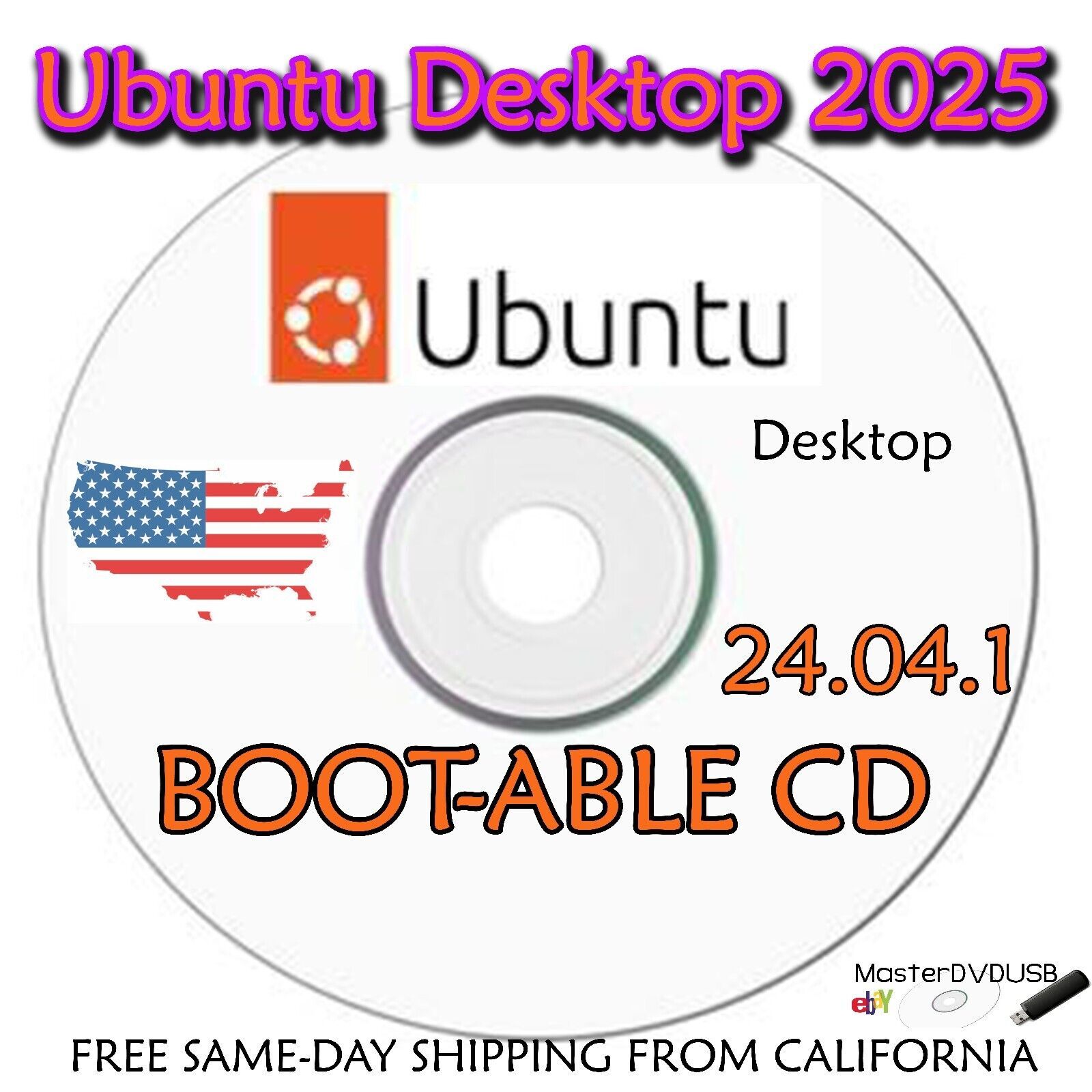 Linux Ubuntu 24.04.1 LTS Edition - Bootable Live DVD - 64-bit - Secure & Robust - $8.41