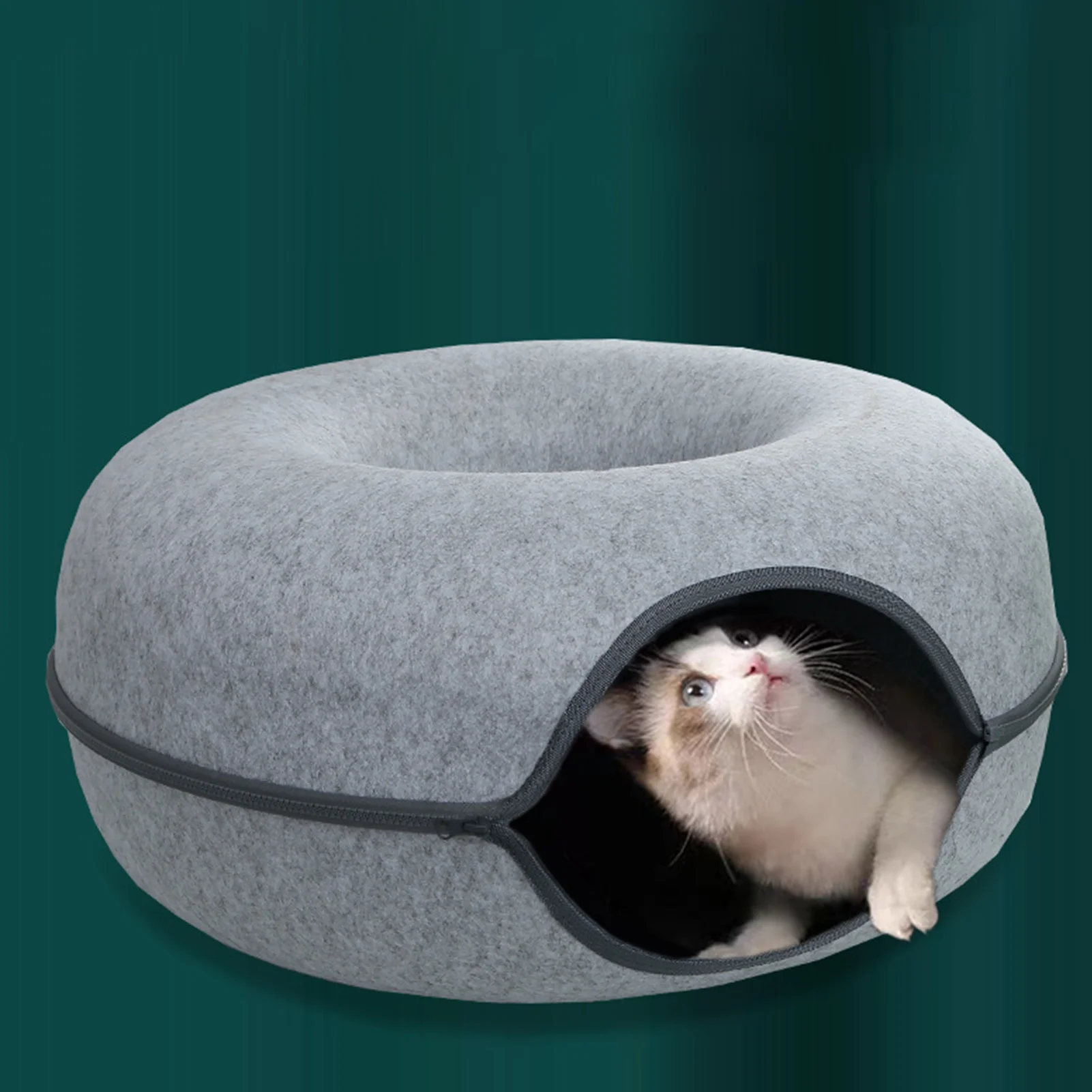 House Home Cat Tunnel Bed Detachable Round Felt Cat Tube Play Toy with Peek Hole - £56.68 GBP