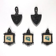 Miniature Trivets Fridge Magnets Vintage set of 5 with 3 botanical &amp; 2 F... - $8.89