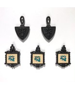 Miniature Trivets Fridge Magnets Vintage set of 5 with 3 botanical &amp; 2 F... - $8.89