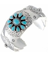 Navajo Sleeping Beauty Turquoise Cluster Bracelet Mens Womens Sterling C... - £372.89 GBP