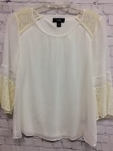 ABG Women&#39;s Cream White Bell Sleeves Blouse Lace lined Small - £7.59 GBP