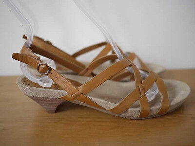 BCBGirls Brazilian LEATHER Kitten Hee strappyl SANDALS Pumps 6B 36 womens - $14.84