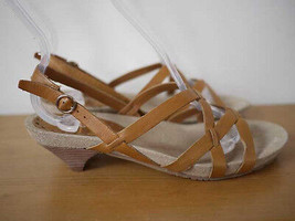BCBGirls Brazilian LEATHER Kitten Hee strappyl SANDALS Pumps 6B 36 womens - $14.84