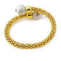 Womens Italian 14K Yellow White Rose Gold Plated 925 Silver Pear Bangle ... - $64.50