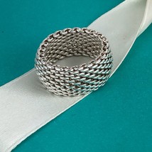 Size 4.5 Tiffany &amp; CoSomerset Mesh Weave Flexible Dome Ring in Sterling Silver - £199.76 GBP