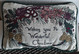 Wishing You A Wonderful Christmas Pillow 12&quot; x 8&quot; - £7.49 GBP