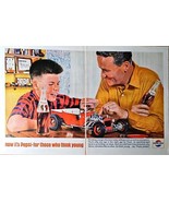 Pepsi Cola father son car original center fold 1964 Vintage Print Ad - €11,01 EUR