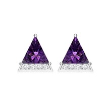 Kicky and Perky Sterling Silver Amethyst Trillion Stud Earring Jewelry F... - $975.75 MXN