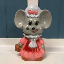 VINTAGE 1980 MOUSE GIRL COIN BANKS HARD PLASTIC 6.5&quot; made in HONG KONG - £17.86 GBP