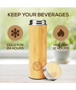 Bamboo Thermos with Tea Infuser for Loose Tea 17oz - Tea Gift Set - £24.98 GBP