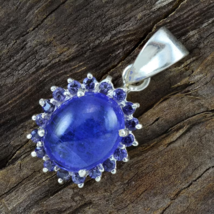 Natural Tanzanite Pendant 925 Sterling Silver Tanzanite Gemstone Pendant - £89.19 GBP