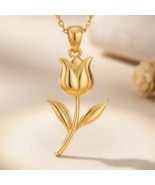 Tulip Flower Necklace | 925 Sterling Silver Women’s Jewelry | Minimalist... - $43.89