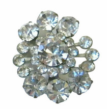 Small Vintage Estate Find Clear Foil Back Rhinestone Brooch Round Floral... - £11.94 GBP