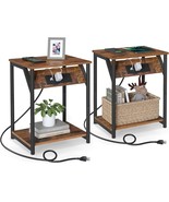 Vasagle End Table With Charging Station, Set Of 2, Small Side Tables For... - $77.99