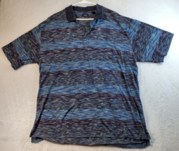IZOD Polo Shirt Mens Size 2XL Multi Striped 100% Cotton Short Sleeve Slit Collar - £11.73 GBP