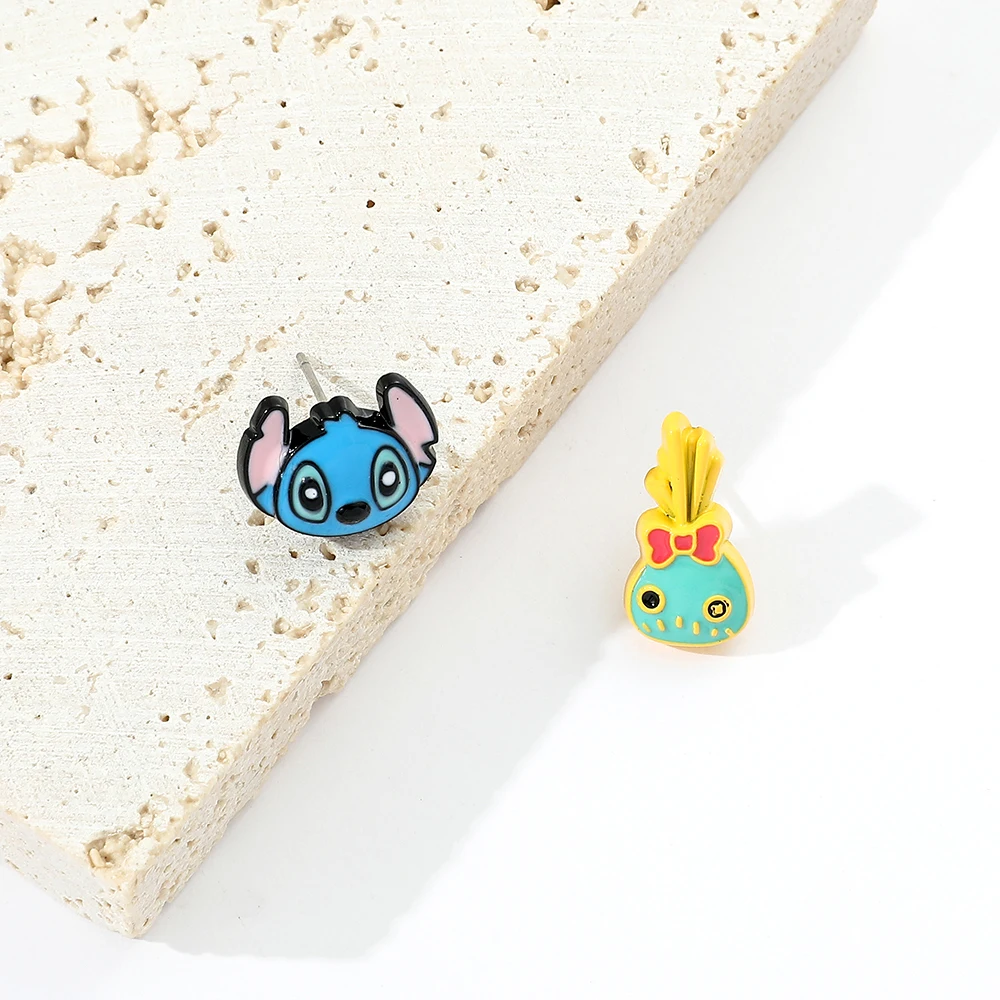 Disney Cute Cartoon Stitch with Flower Stud Earrings for Women Teen Girl... - $3.26