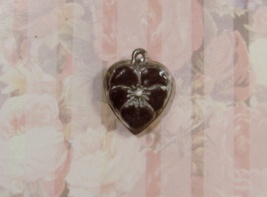 Vintage Sterling silver enameled puffy heart charm-DARK PURPLE Pansy-
sh... - £25.16 GBP