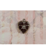 Vintage Sterling silver enameled puffy heart charm-DARK PURPLE Pansy-sho... - $27.00