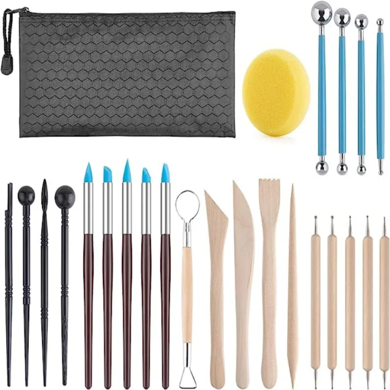 23PCS Art DIY Clay Tool cold potcelain polymer Clays molds 24PCS and bag - $16.22