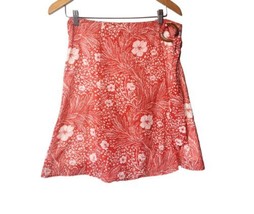 Ann Taylor Floral Faux Wrap Skirt Size 6 Burnt Orange Lined Tropical Coastal - £9.63 GBP